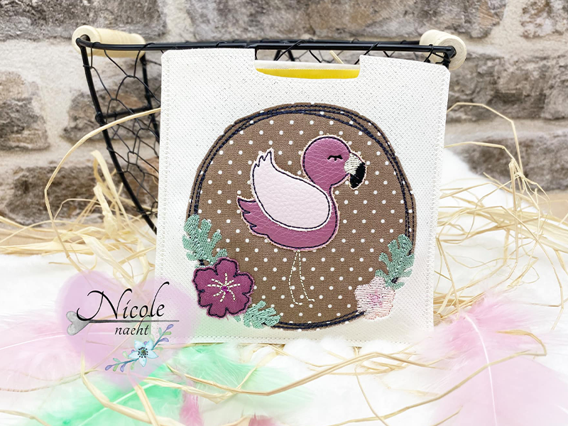 Button Flamingo - doodle Stickdatei
