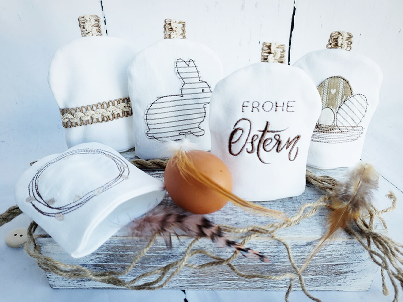 Preview: Eierwärmer für Ostern aus Stoff - ITH-Stickdatei