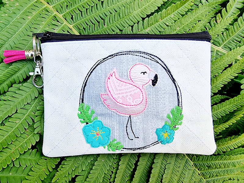 Button Flamingo - doodle Stickdatei