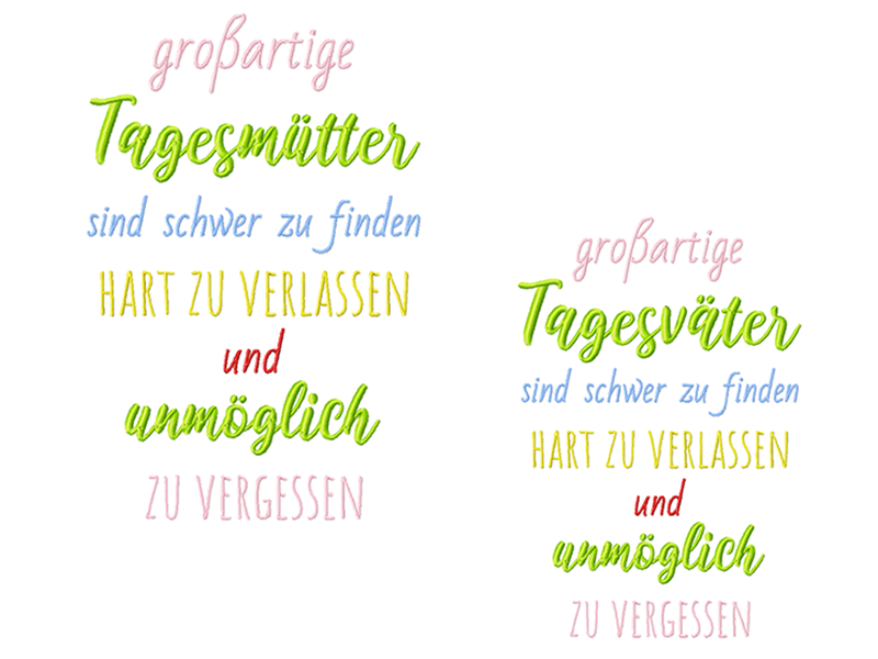 grossartige Tagesmutter Tagesvater Abschied - Stickdatei