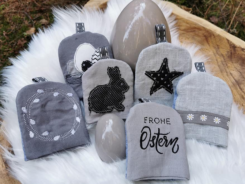 Preview: Eierwärmer für Ostern aus Stoff - ITH-Stickdatei