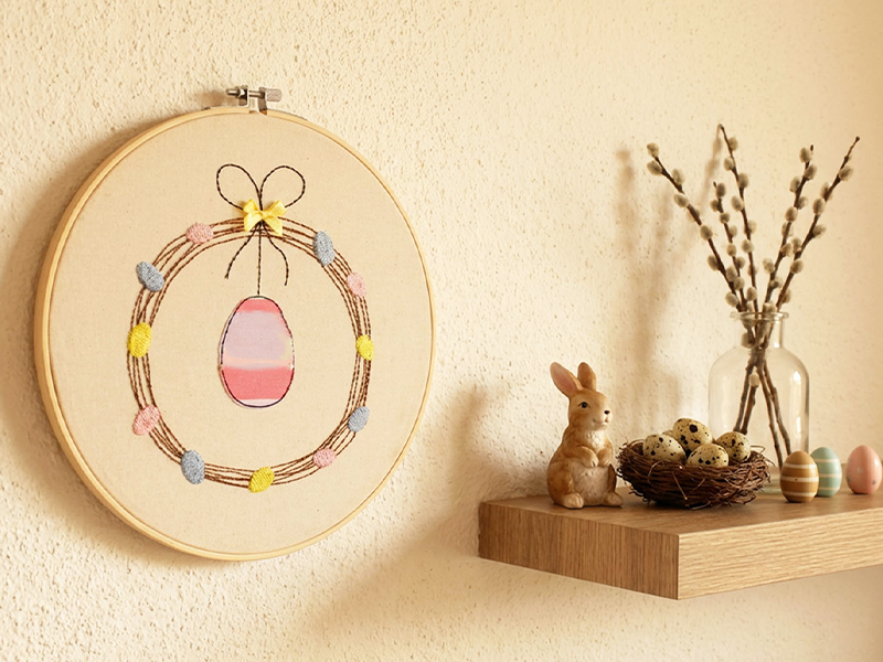 Preview: Weidenkranz zu Ostern - Vollstick Stickdatei