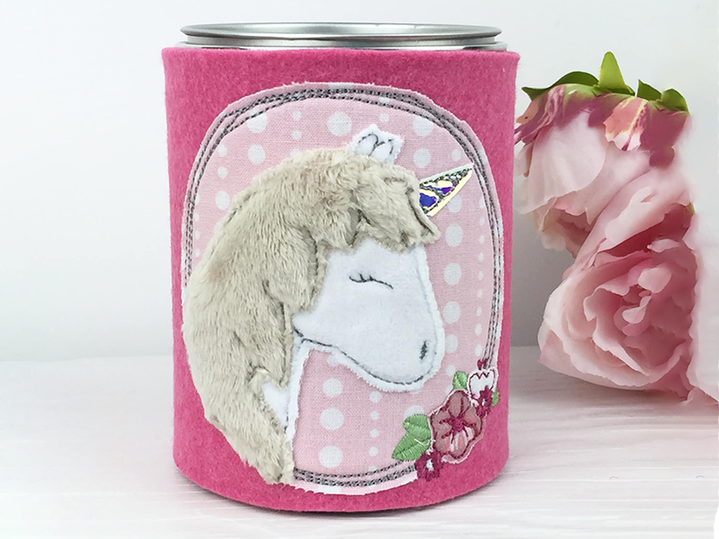 Einhorn Button - doodle Stickdatei