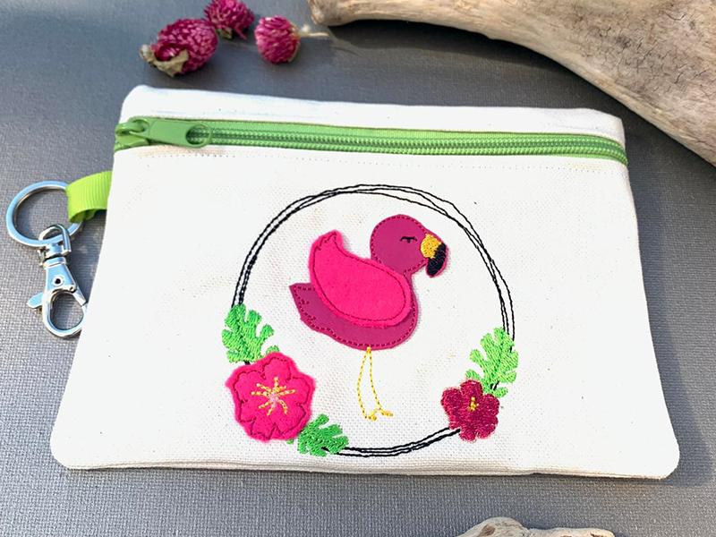 Button Flamingo - doodle Stickdatei