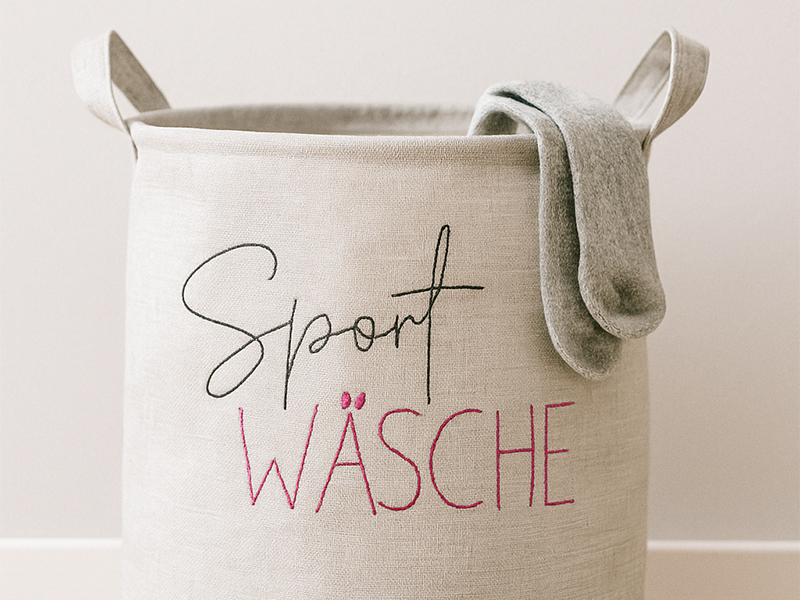 Waschküche Haushalt Sprüche - redwork Stickdatei