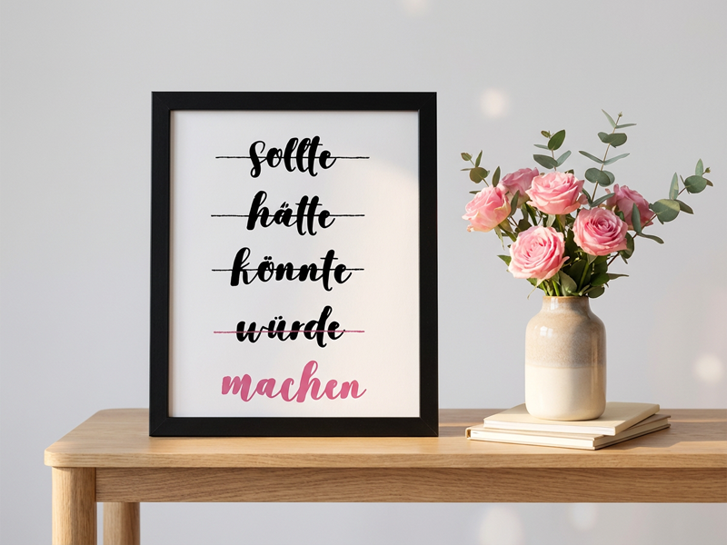 Preview: Sollte hätte könnte würde machen Spruch - Stickdatei