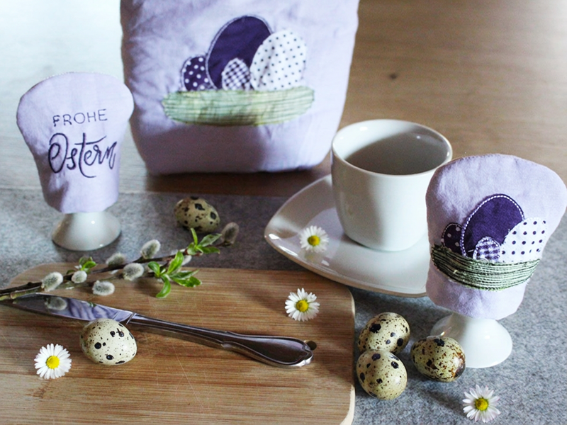 Eierwärmer für Ostern aus Stoff - ITH-Stickdatei