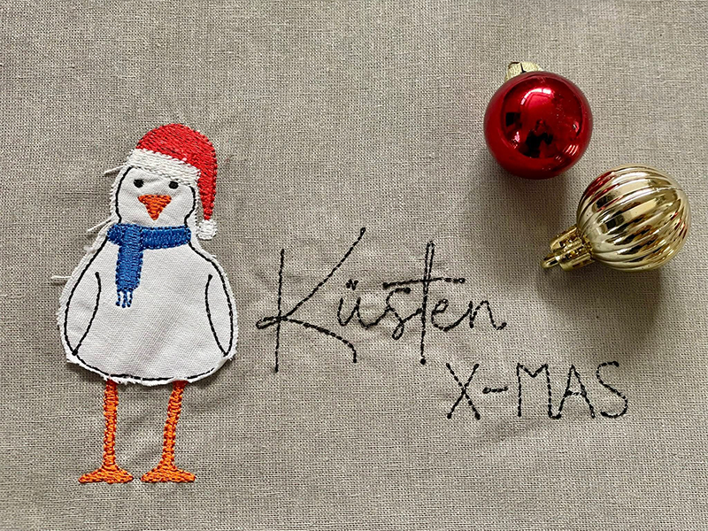 Weihnachtsmöwe  – Küsten X-MAS - doodle Stickdatei