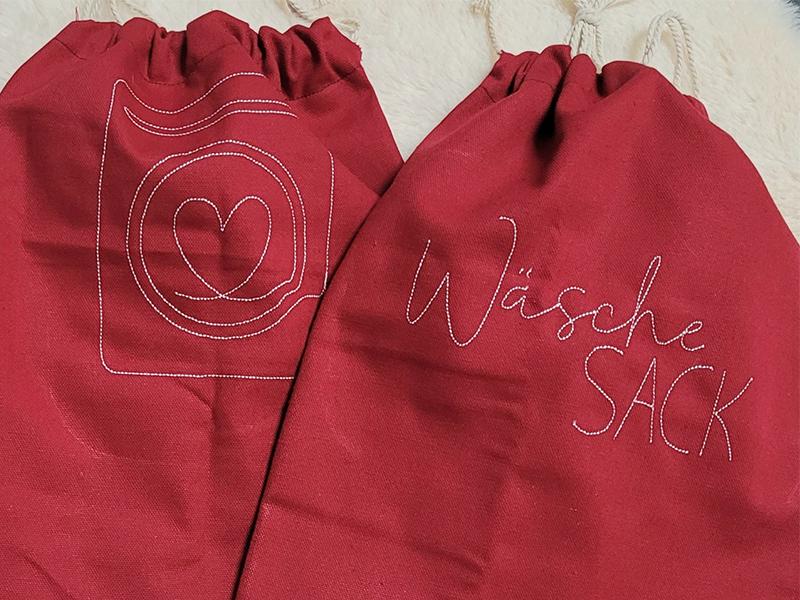 Waschküche Haushalt Sprüche - redwork Stickdatei