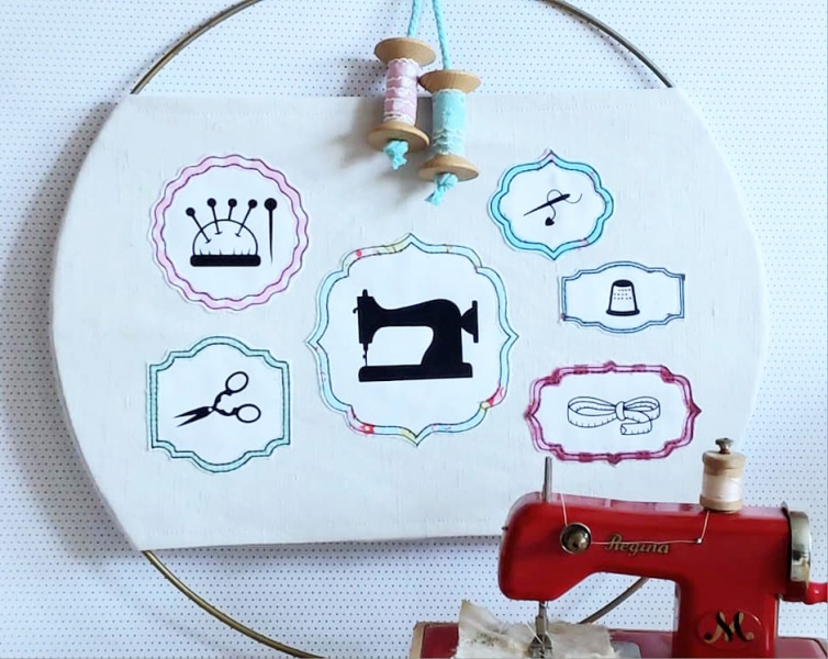 Preview: Blanko Vintage Rahmen - doodle Stickdatei