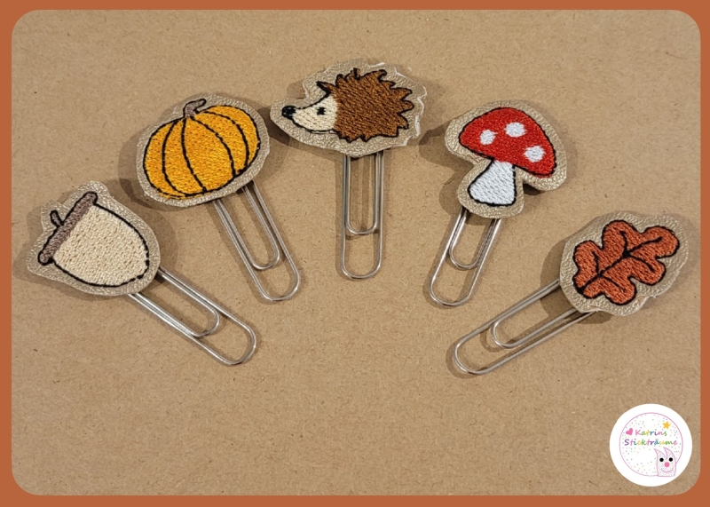 herbstliche Planner Clips - ITH-Stickdatei