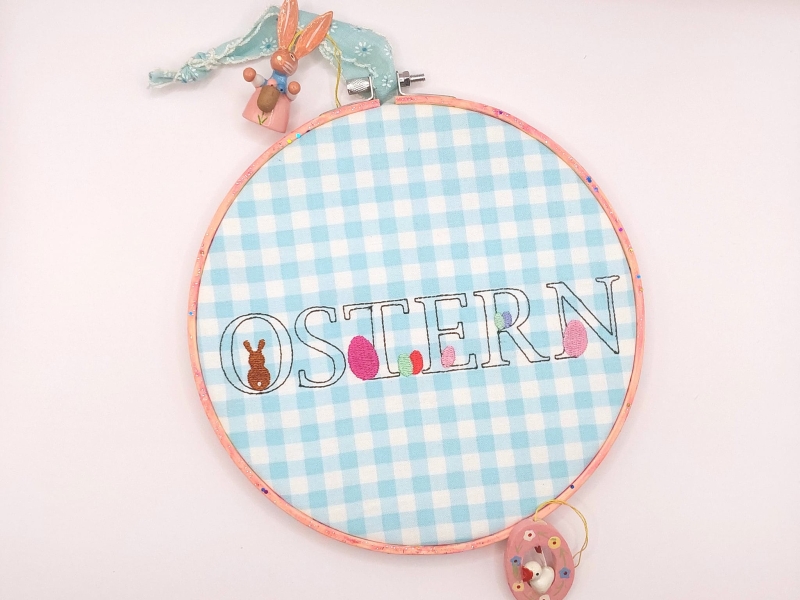 Ostern Schriftzug - redwork Stickdatei