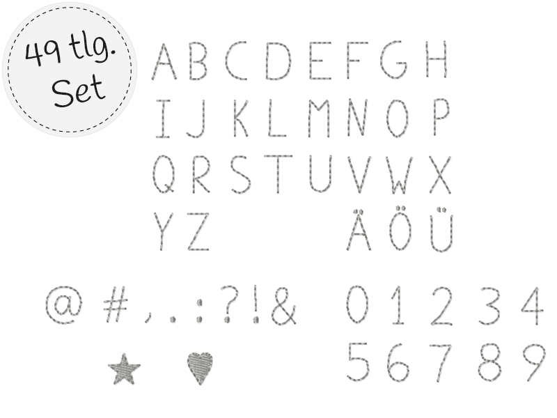 Mini ABC mit Zahlen und Sonderzeichen