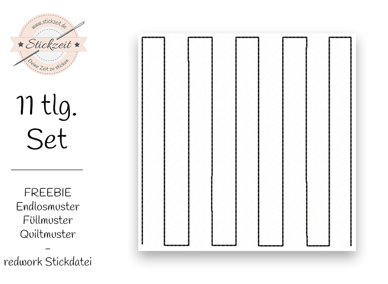 Endlosmuster Füllmuster Quiltmuster Streifen - redwork Stickdatei