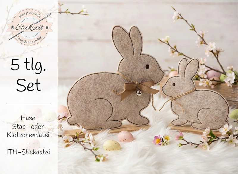 Hase Stabdatei Klötzchendatei - ITH-Stickdatei