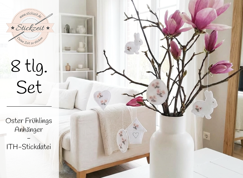 Oster Frühlings Anhänger Blumenstecker - ITH-Stickdatei