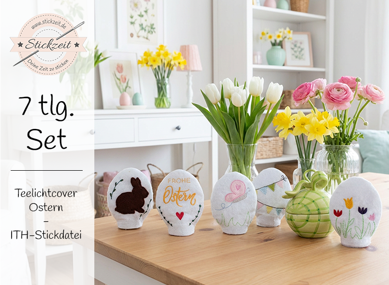 Teelichtcover Ostern - ITH-Stickdatei