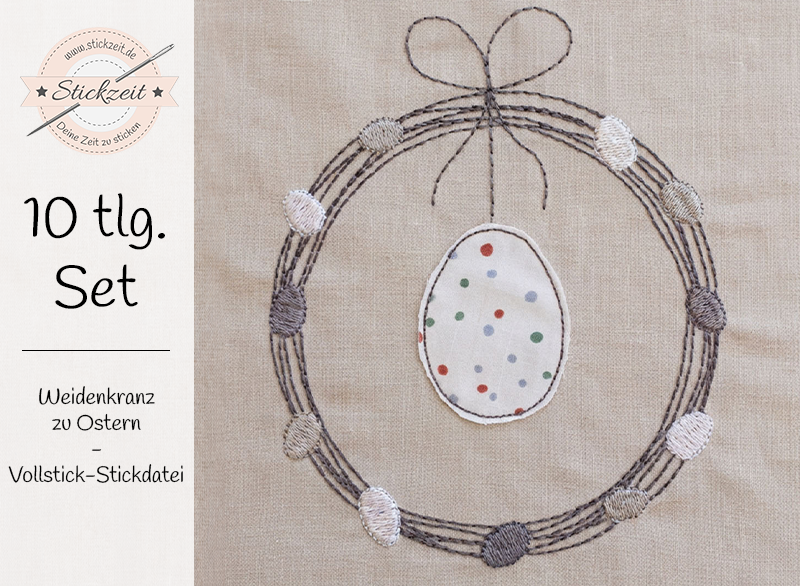 Weidenkranz zu Ostern - Vollstick Stickdatei