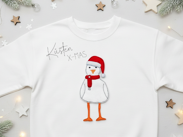Weihnachtsmöwe  – Küsten X-MAS - doodle Stickdatei