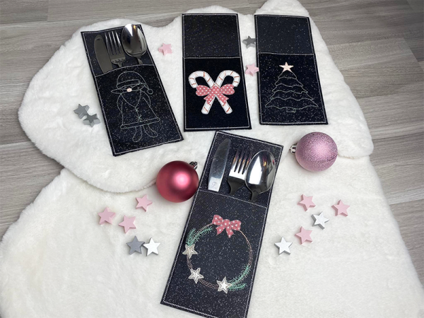 Bestecktaschen zu Weihnachten - ITH-Stickdatei