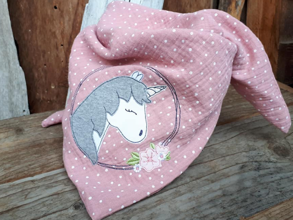 Einhorn Button - doodle Stickdatei