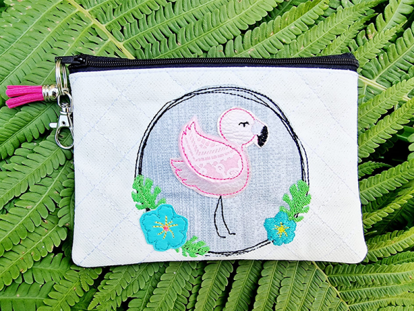 Button Flamingo - doodle Stickdatei