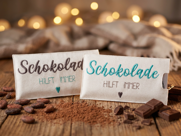 SchokoladenHülle - Schokolade hilft immer - ITH-Stickdatei