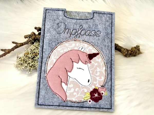 Einhorn Button - doodle Stickdatei