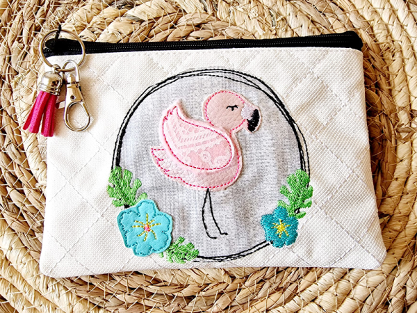 Button Flamingo - doodle Stickdatei