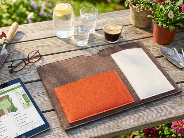 Buch- Tablethülle aus Filz mit Taschen - ITH-Stickdatei