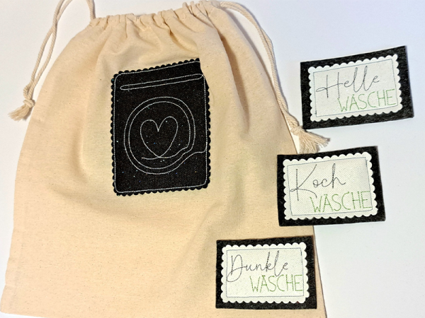 Waschküche Haushalt Sprüche - redwork Stickdatei