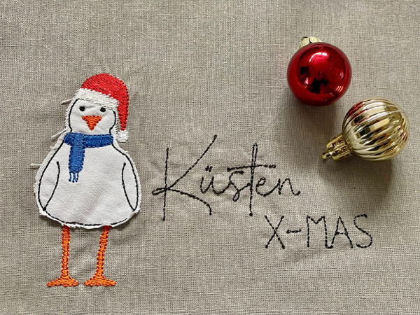 Weihnachtsmöwe  – Küsten X-MAS - doodle Stickdatei