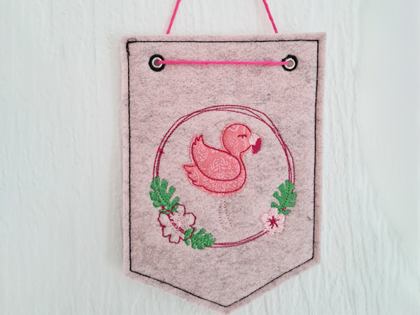 Button Flamingo - doodle Stickdatei