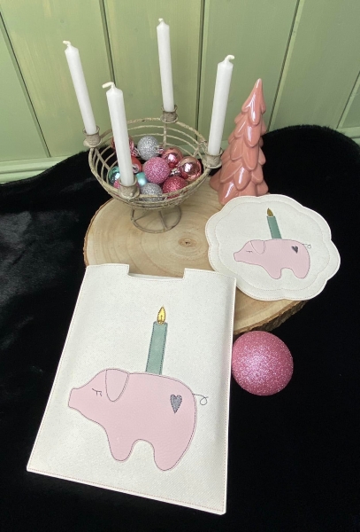 doodle Schwein mit Kerze