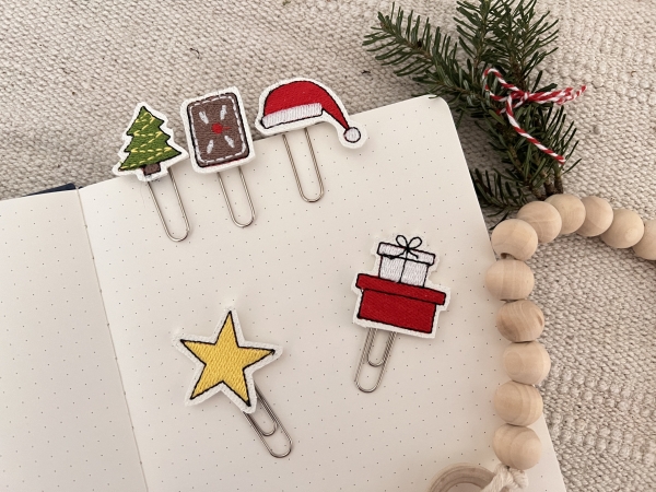 Weihnachtliche Planner Clips - ITH-Stickdatei