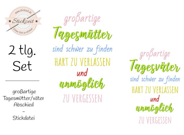 grossartige Tagesmutter Tagesvater Abschied - Stickdatei