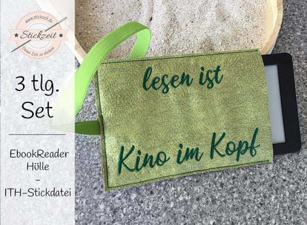 Lesen ist wie Kino Ebookreaderhülle - ITH-Stickdatei