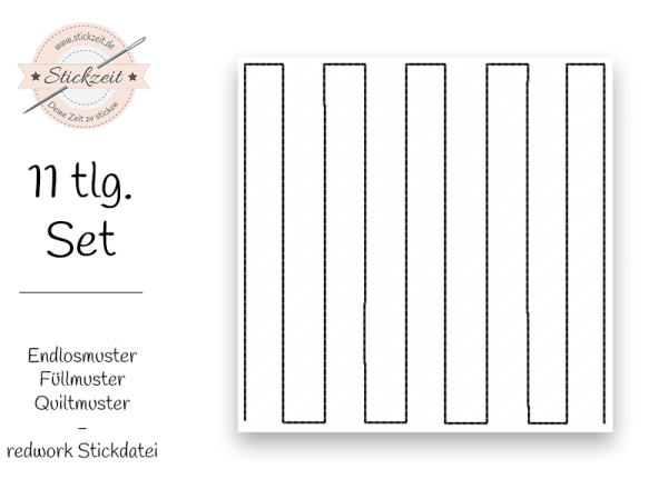 Endlosmuster Füllmuster Quiltmuster Streifen - redwork Stickdatei