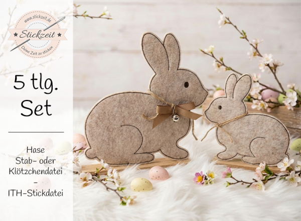 Hase Stabdatei Klötzchendatei - ITH-Stickdatei
