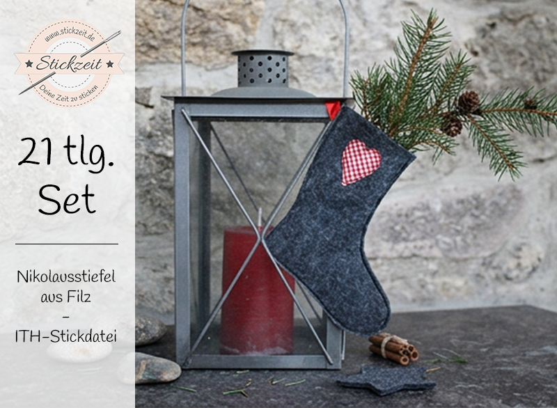 Nikolausstiefel aus Filz - ITH-Stickdatei