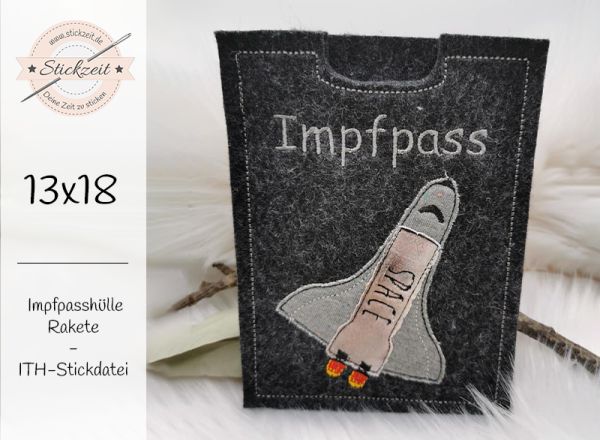Impfpasshülle Rakete - ITH-Stickdatei