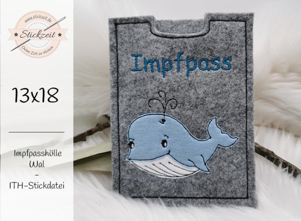 Impfpasshülle Wal - ITH-Stickdatei