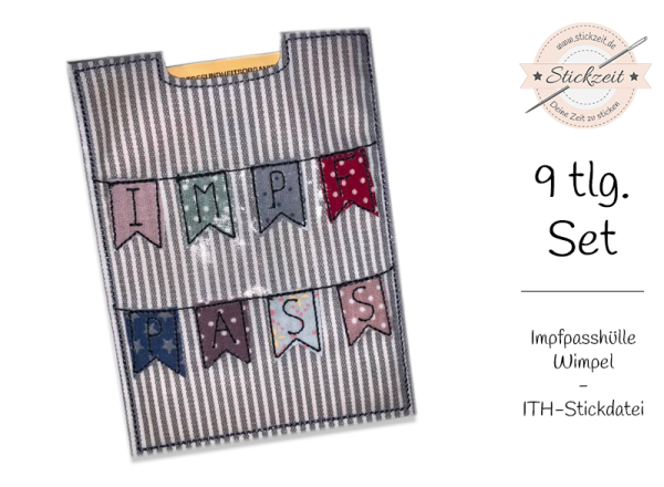 Impfpasshülle Wimpel - ITH-Stickdatei