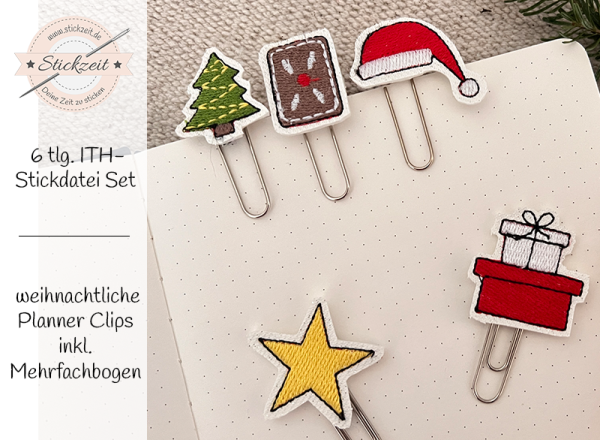 Weihnachtliche Planner Clips - ITH-Stickdatei