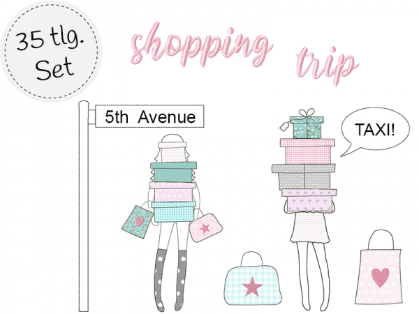 doodle Stickdatei - shopping trip